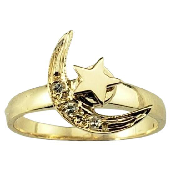 14 Karat Yellow Gold & Diamond Moon & Star Spinner Ring Size 5.5 #17023