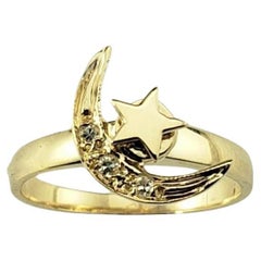 14 Karat Yellow Gold & Diamond Moon & Star Spinner Ring Size 5.5 #17023