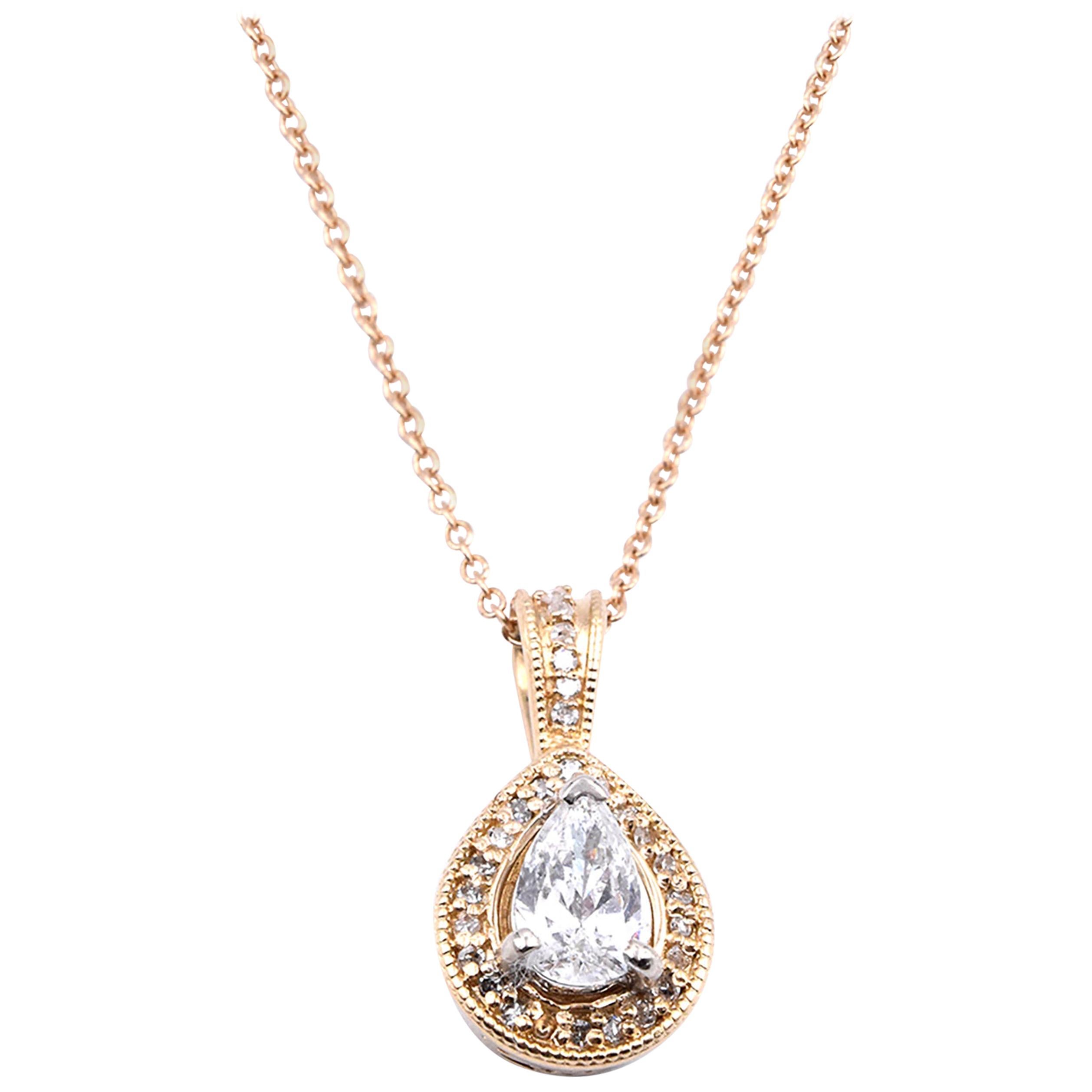 14 Karat Yellow Gold Diamond Necklace