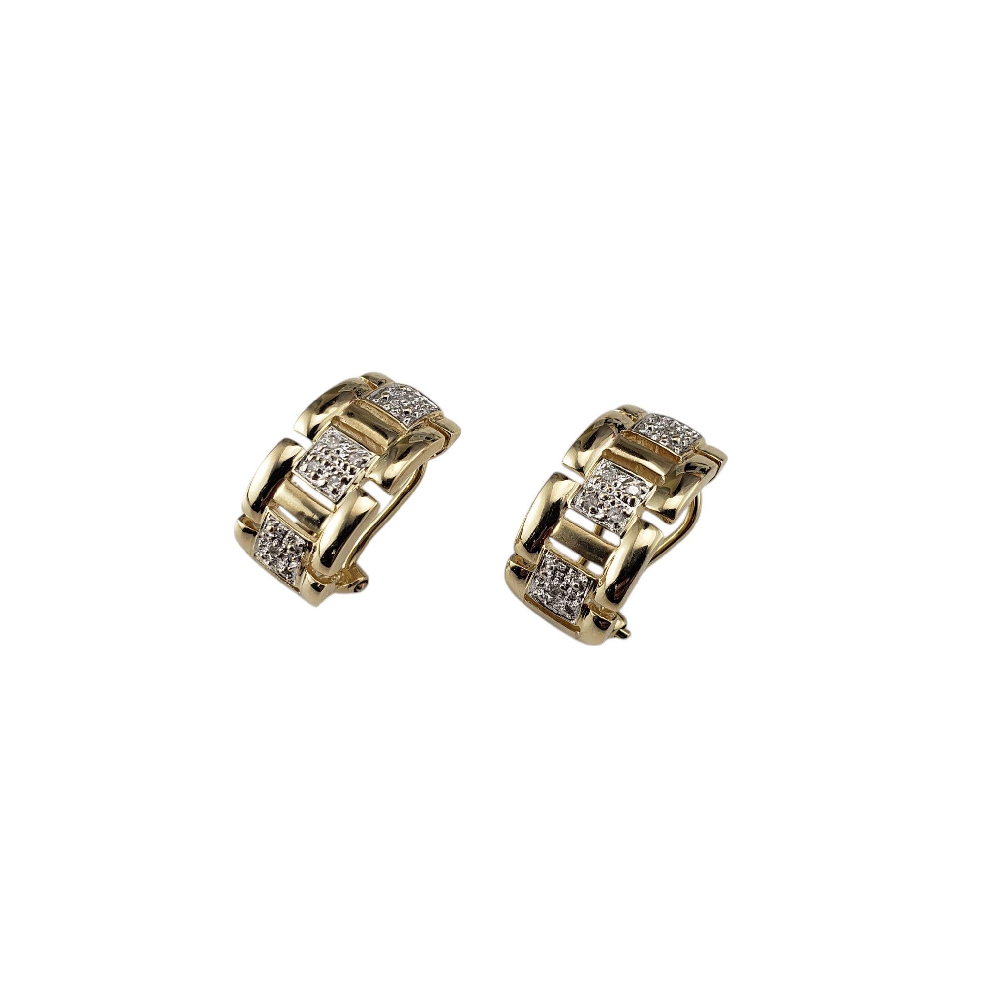 Contemporary 14 Karat Yellow Gold Diamond Omega Back Earrings #21190 For Sale