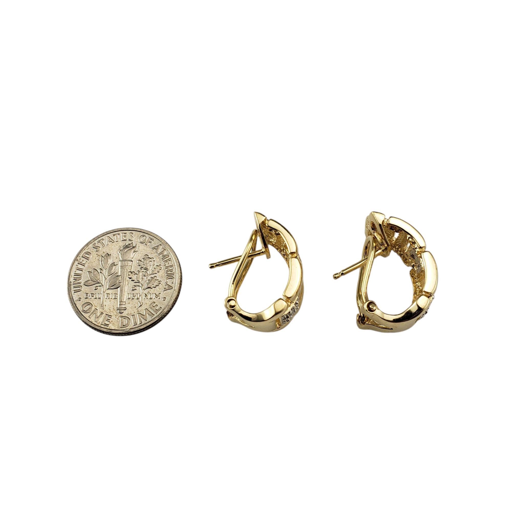 14 Karat Yellow Gold Diamond Omega Back Earrings #21190 In Good Condition For Sale In Washington Depot, CT