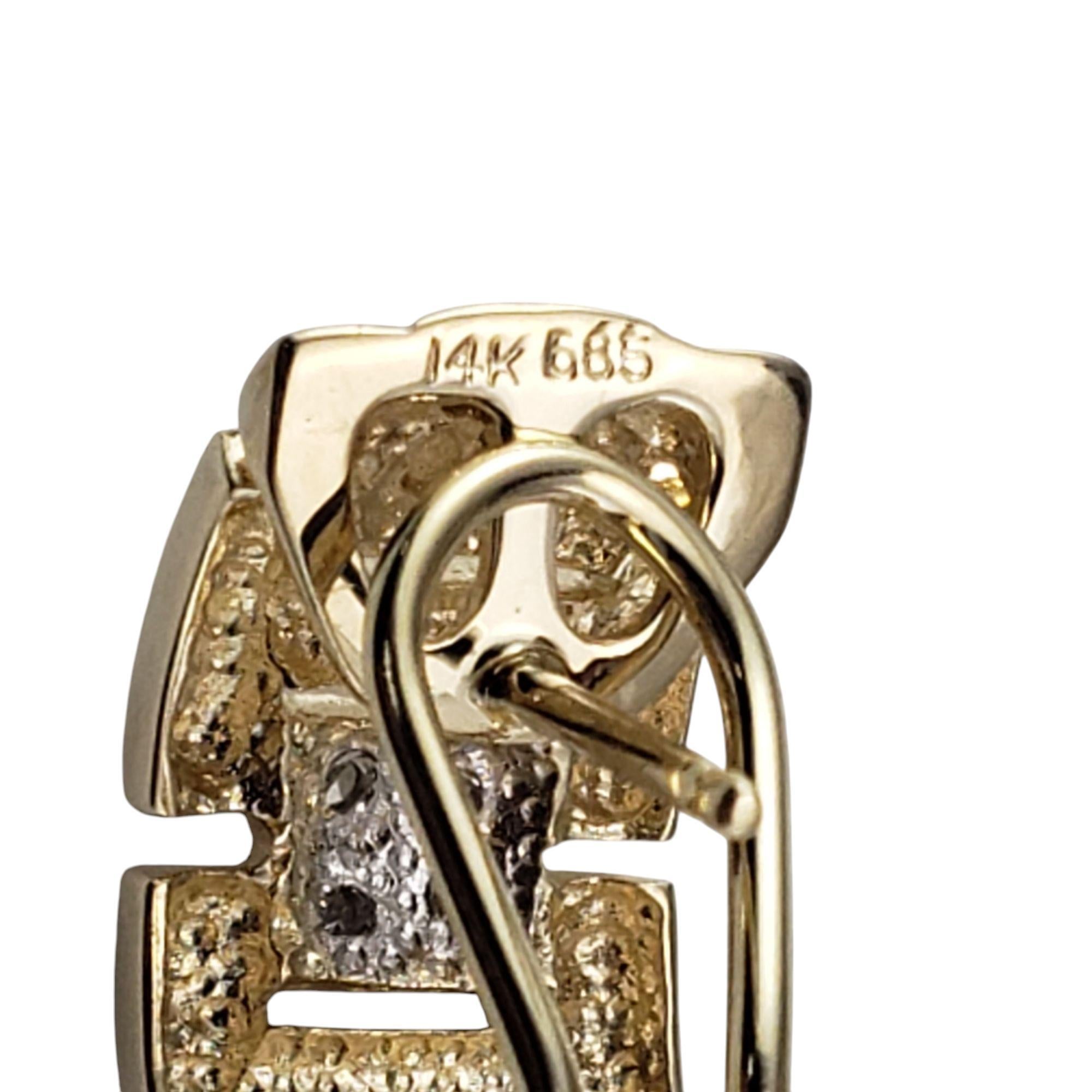 Women's 14 Karat Yellow Gold Diamond Omega Back Earrings #21190 For Sale