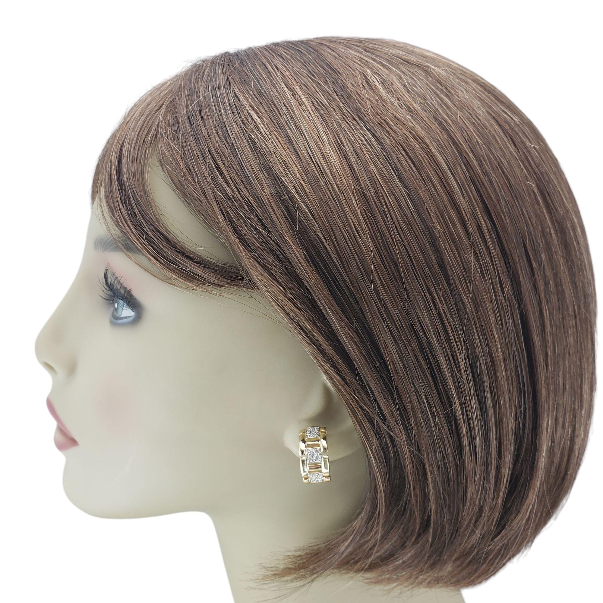14 Karat Yellow Gold Diamond Omega Back Earrings #21190 For Sale 1