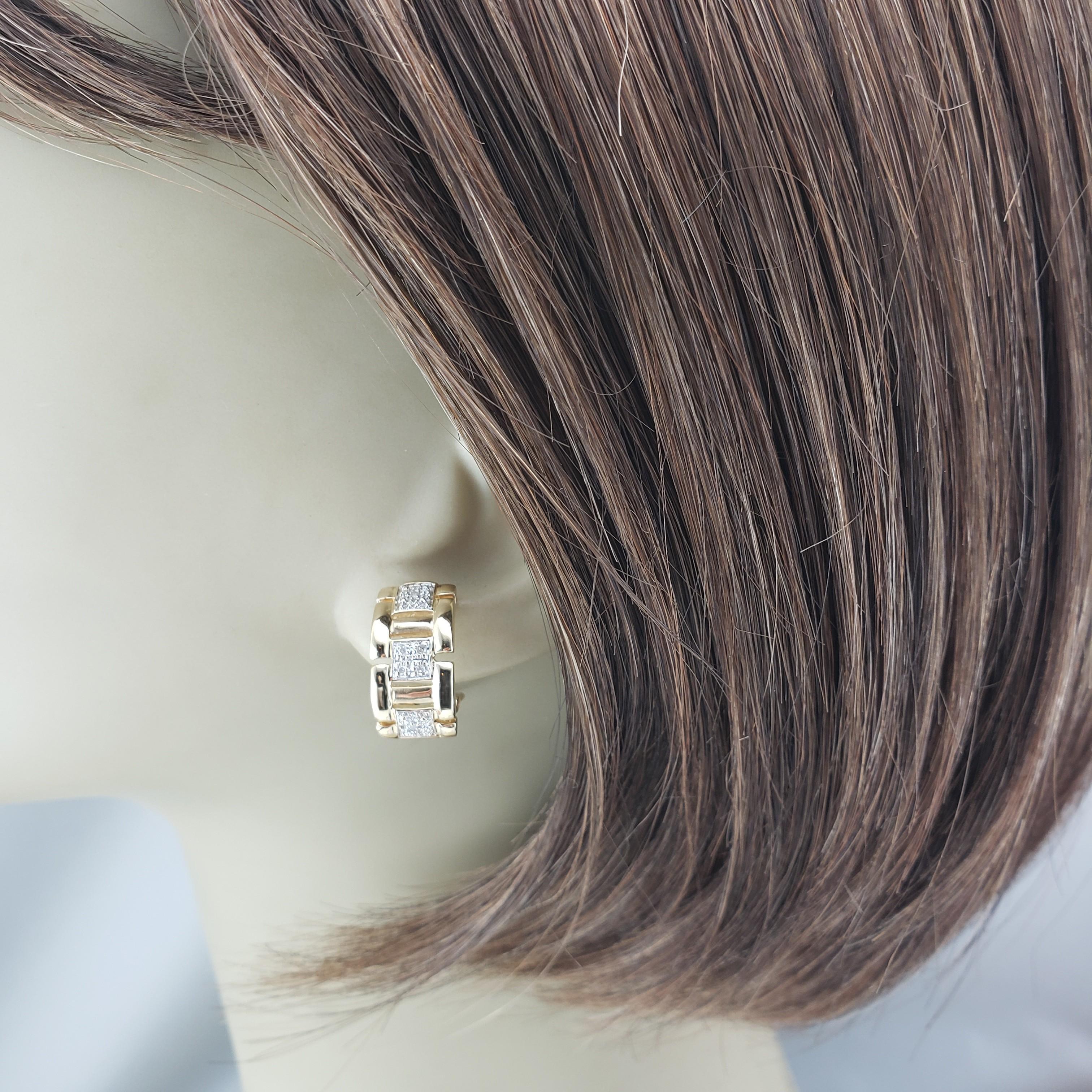14 Karat Yellow Gold Diamond Omega Back Earrings #21190 For Sale 2