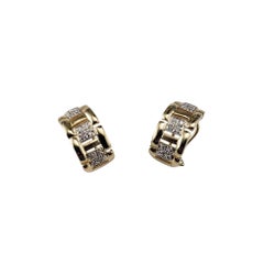 14 Karat Yellow Gold Diamond Omega Back Earrings #21190