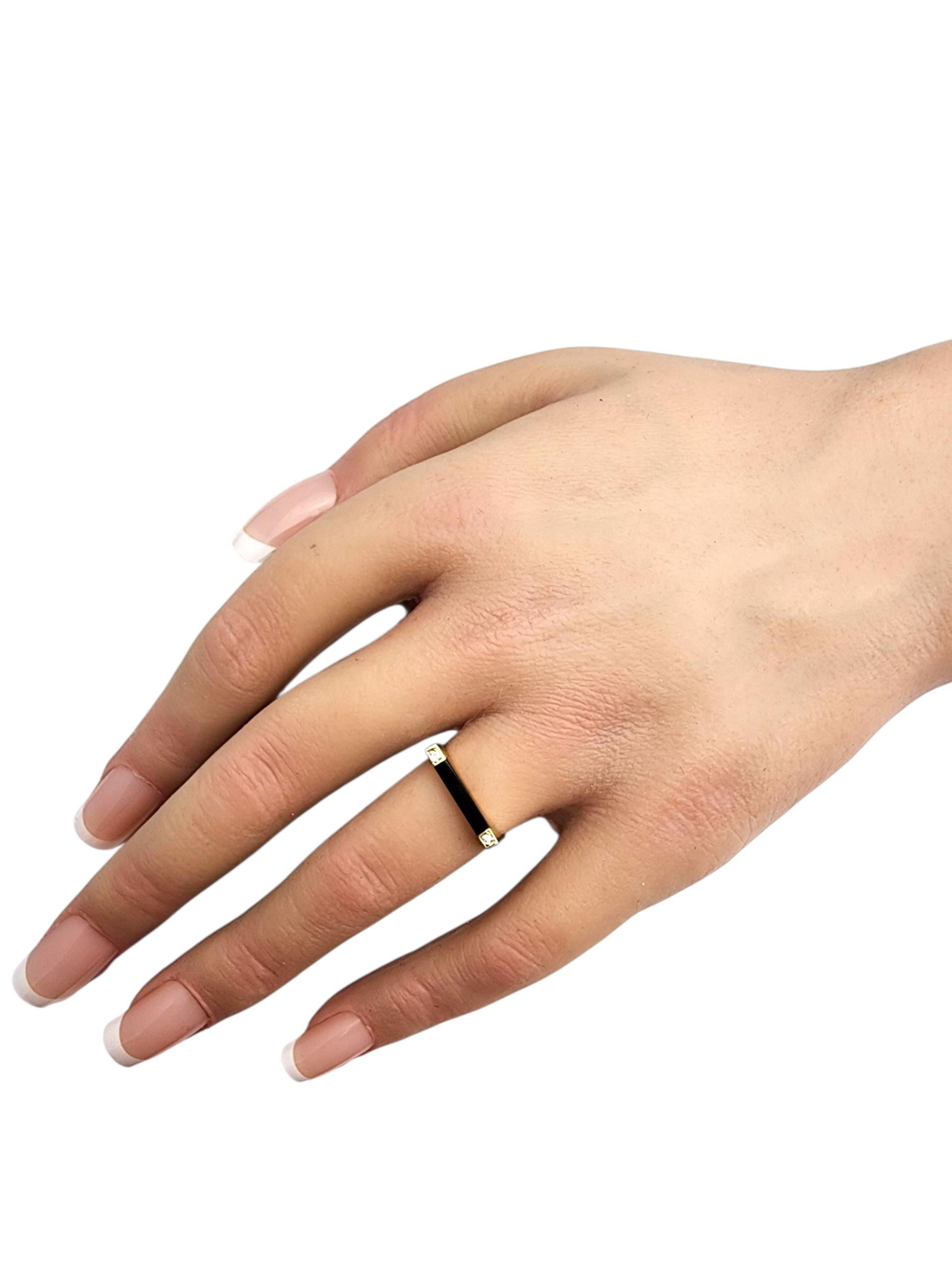 Anello quadrato in oro giallo 14 carati con diamante e onice 4,75-5 #23935 in vendita 1