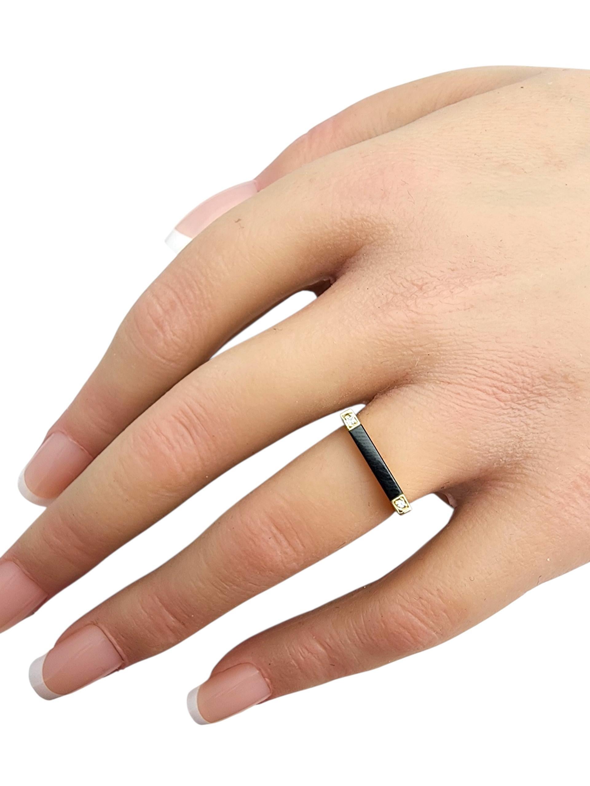 Anello quadrato in oro giallo 14 carati con diamante e onice 4,75-5 #23935 in vendita 2