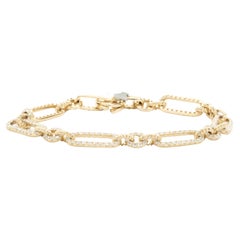 14 Karat Yellow Gold Diamond Oval Link Bracelet