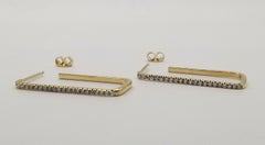14 Karat Yellow Gold Diamond "Paper Clip" Earrings