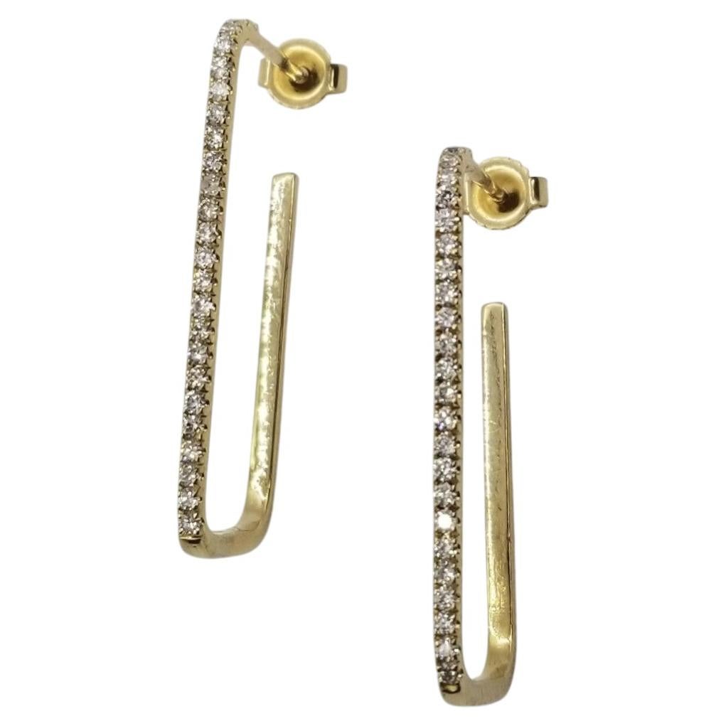 14 Karat Yellow Gold Diamond "Paper Clip" Earrings