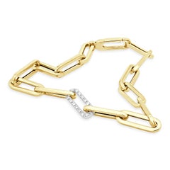 14 Karat Gelbgold Diamant-Briefklammer-Armband