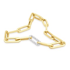 14 Karat Yellow Gold Diamond Paperclip Bracelet