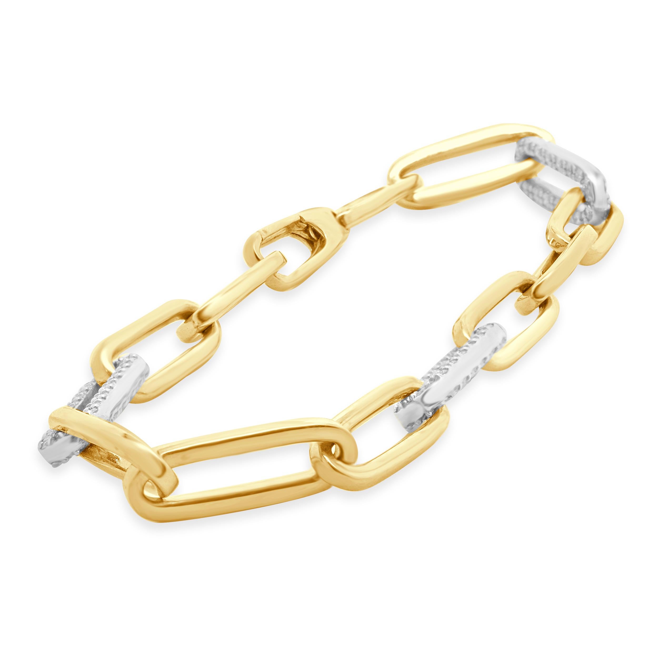 Bracciale Paperclip con diamanti in oro giallo 14 carati In condizioni ottime in vendita a Scottsdale, AZ