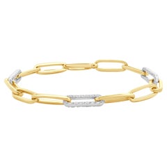 14 Karat Yellow Gold Diamond Paperclip Bracelet