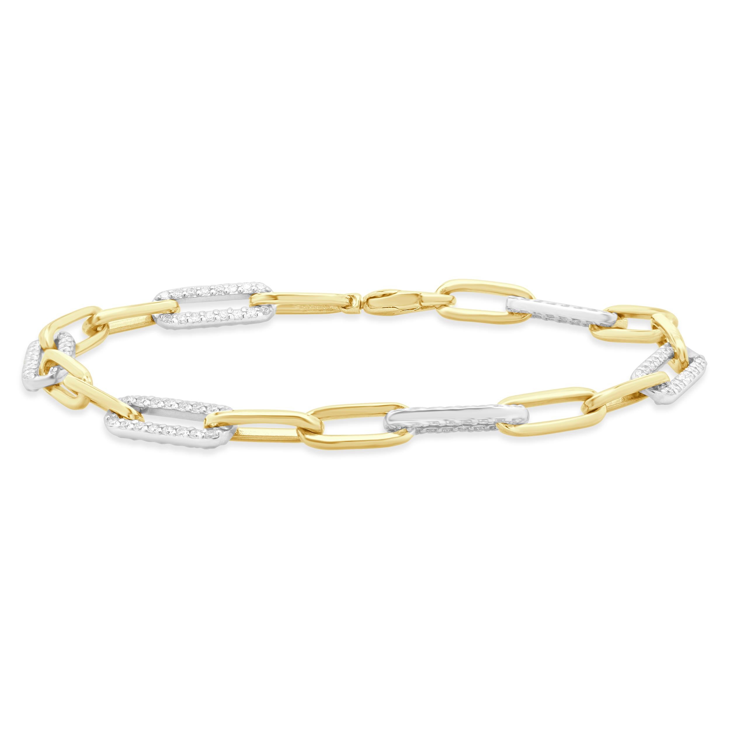 Designer: design personalizzato
Materiale: oro giallo 14 carati
Diamante: taglio brillante rotondo = 1,64cttw
Colore: G
Chiarezza: SI1
Dimensioni: il braccialetto si adatta a un polso di 6.0 pollici
Peso: 7.71 grammi