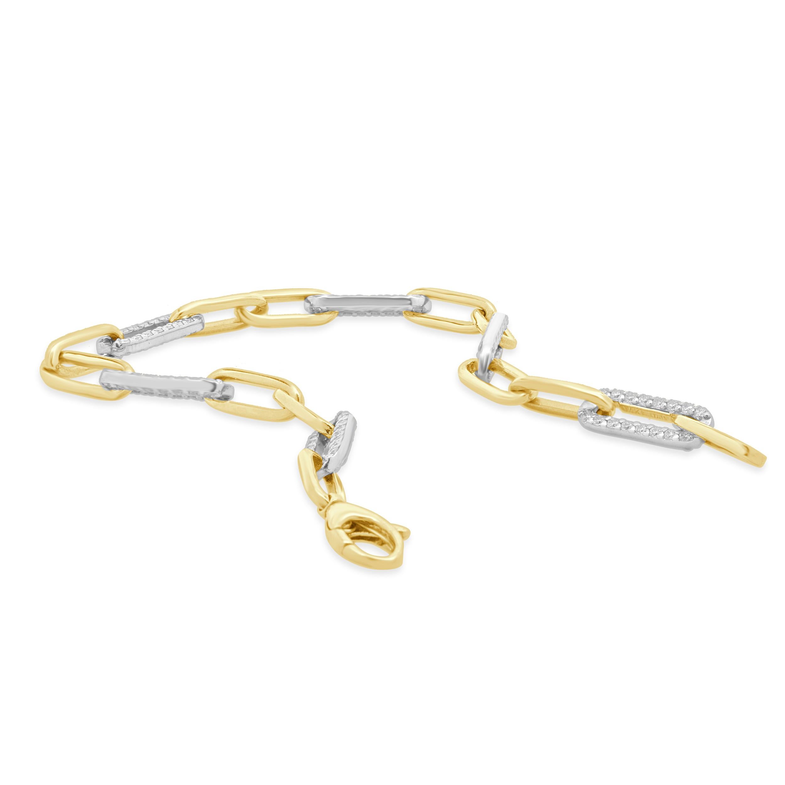 Bracciale A Link con diamanti in oro giallo 14 carati In condizioni ottime in vendita a Scottsdale, AZ