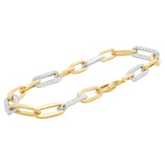 14 Karat Yellow Gold Diamond Paperclip Link Bracelet