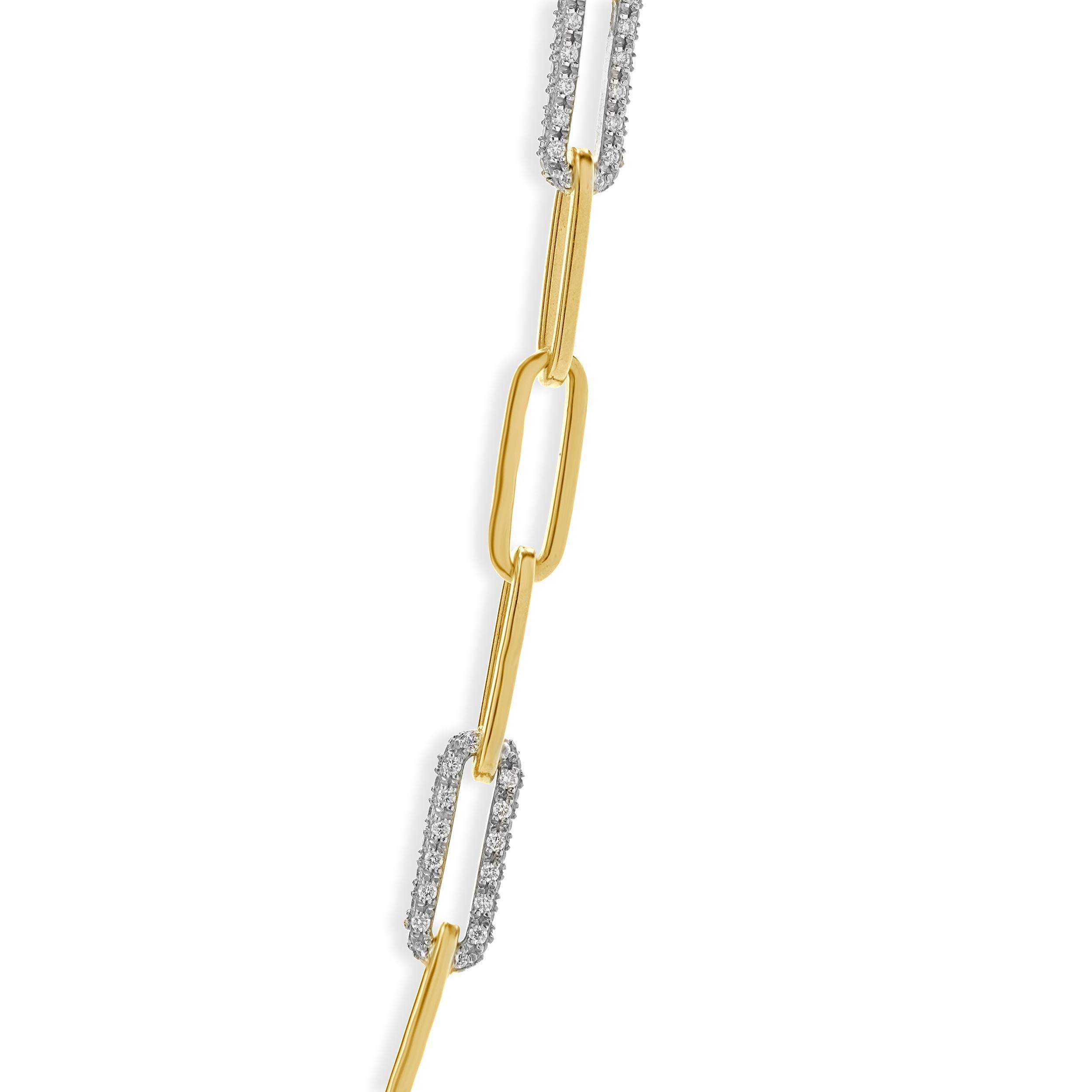 Concepteur : personnalisé
Matériau : Or jaune 14K
Diamants : 160 diamants ronds de taille brillant = 2,13cttw
Couleur : G
Clarity:SI1
Dimensions : le collier mesure 16 pouces de long.
Poids : 17.06 grammes
