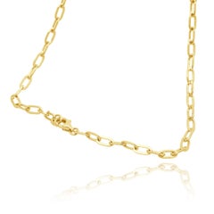 14 Karat Yellow Gold Diamond Paperclip Necklace