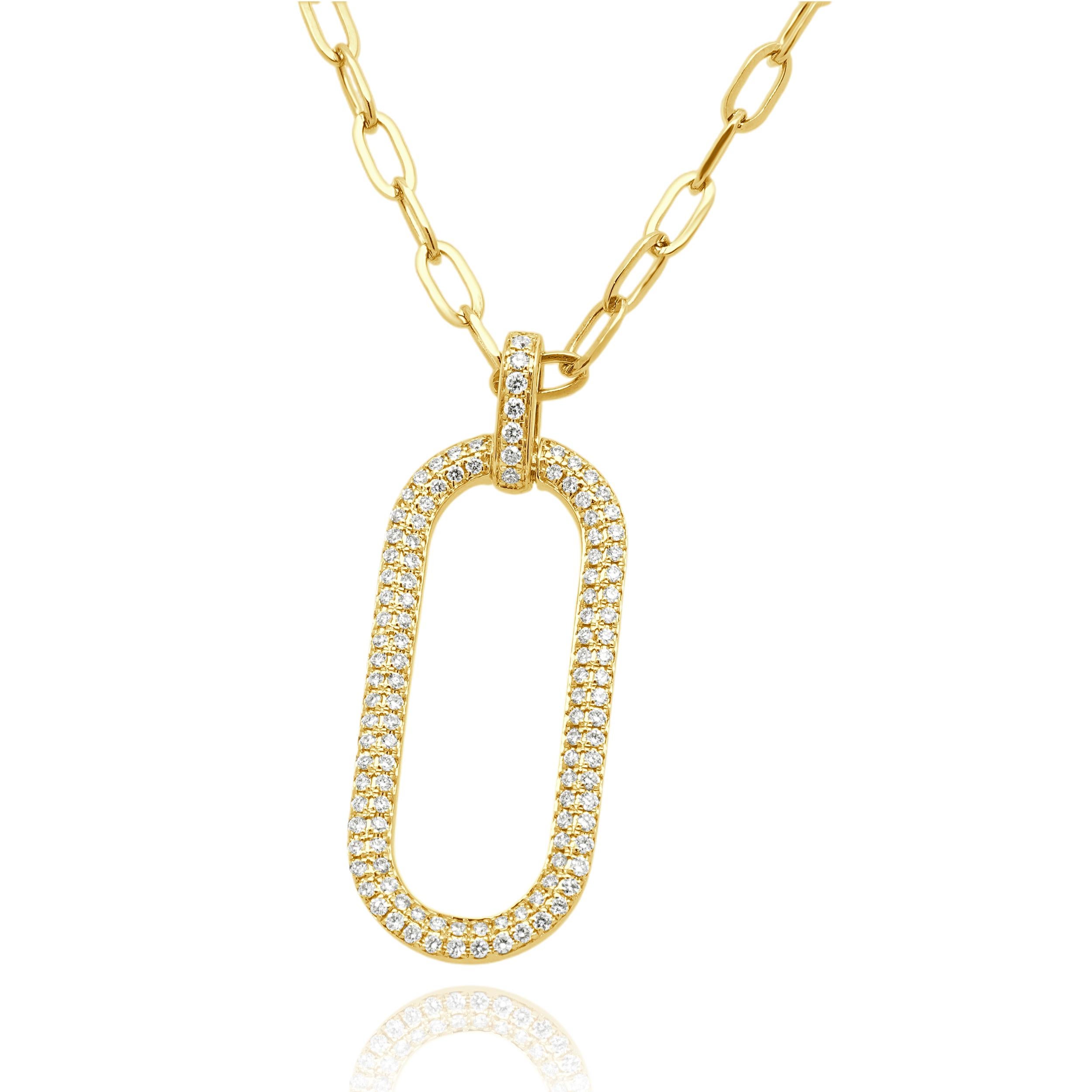 Taille ronde Collier clip en or jaune 14 carats avec diamants en vente