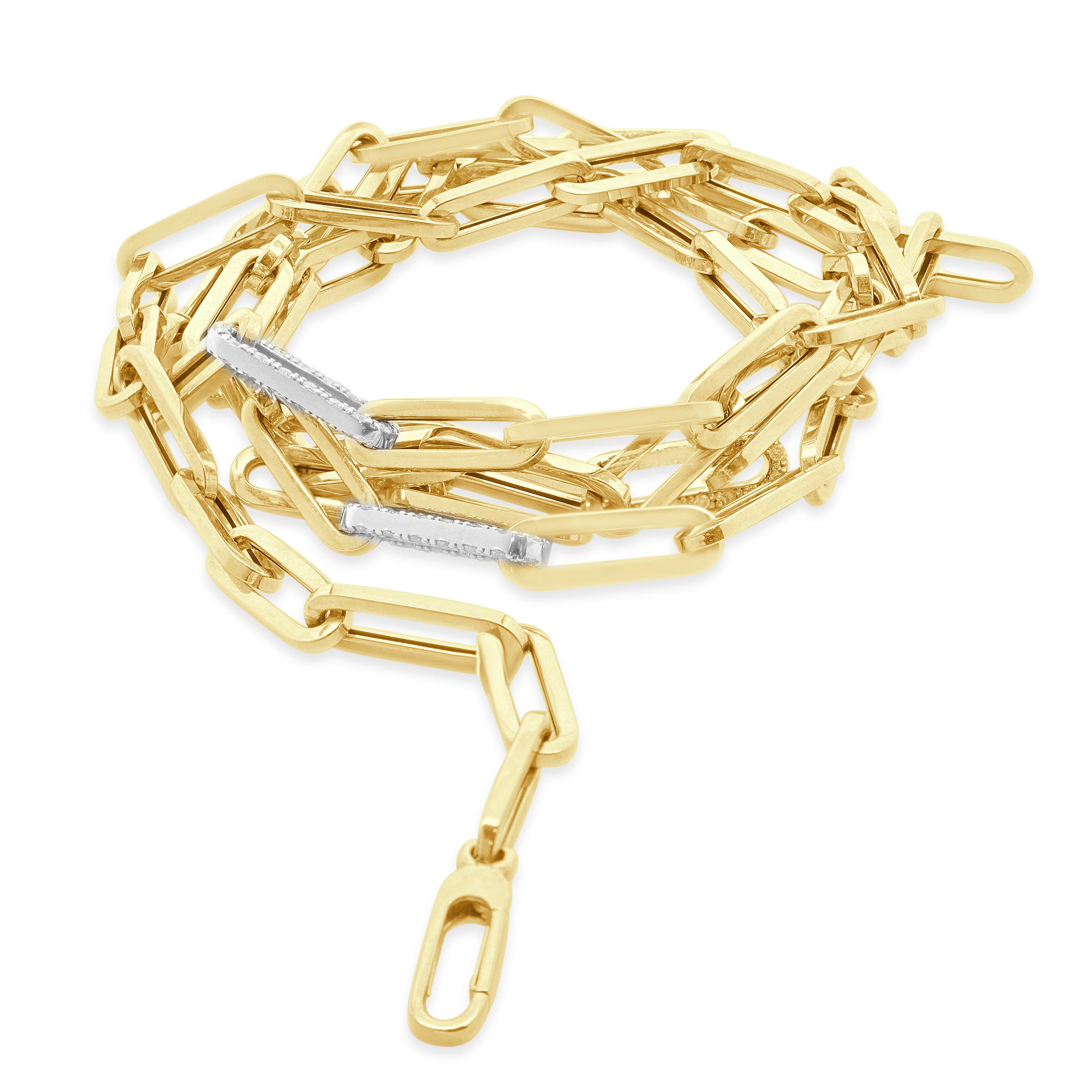 Papierclip-Halskette aus 14 Karat Gelbgold mit Diamanten im Zustand „Hervorragend“ im Angebot in Scottsdale, AZ