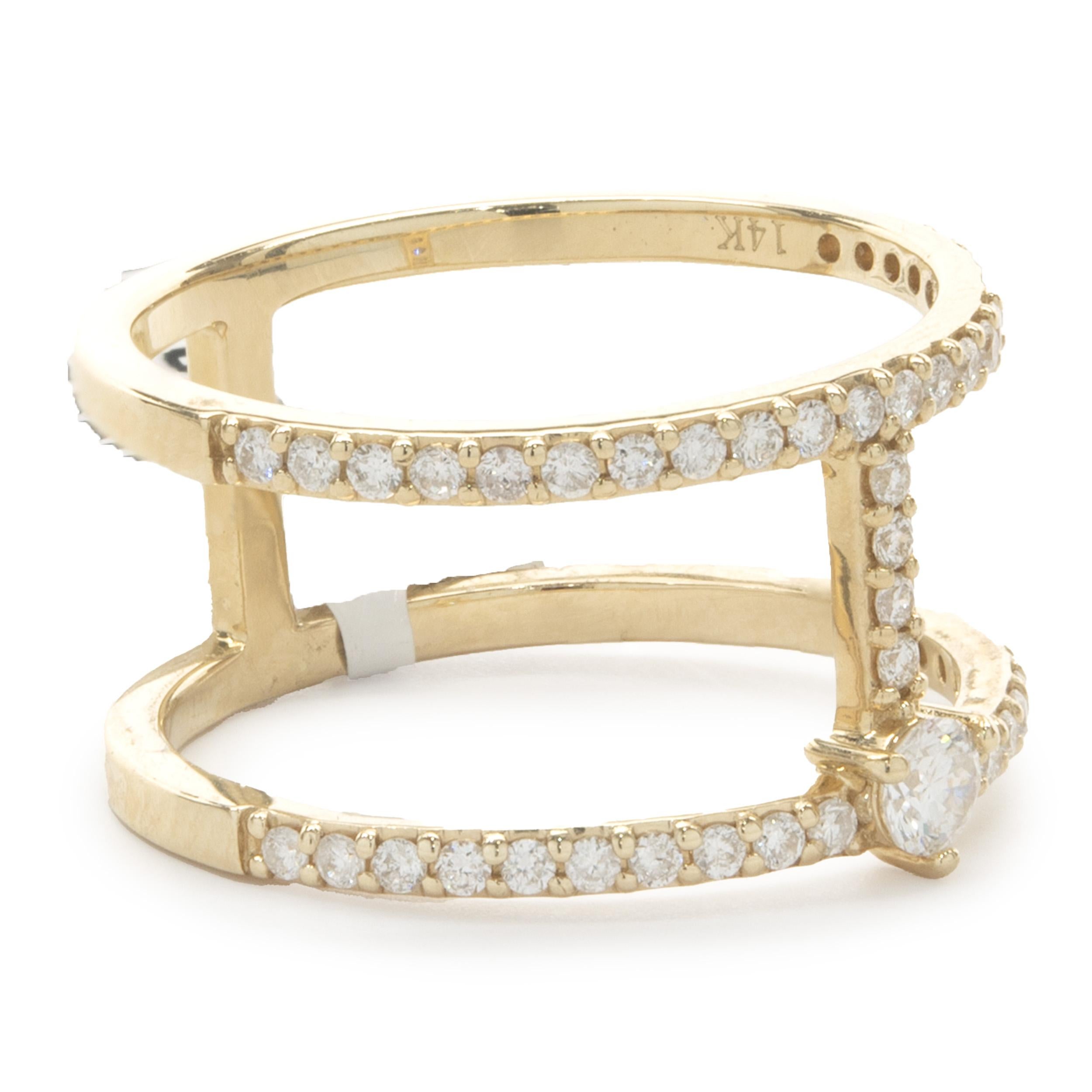 Parallel Rings 14 Karat Yellow Gold Diamond Parallel Ring For Sale at 1stDibs