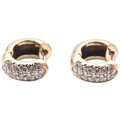 14 Karat Yellow Gold Diamond Pavé Huggies