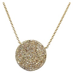 Collier pendentif en or jaune 14 carats avec pavé de diamants