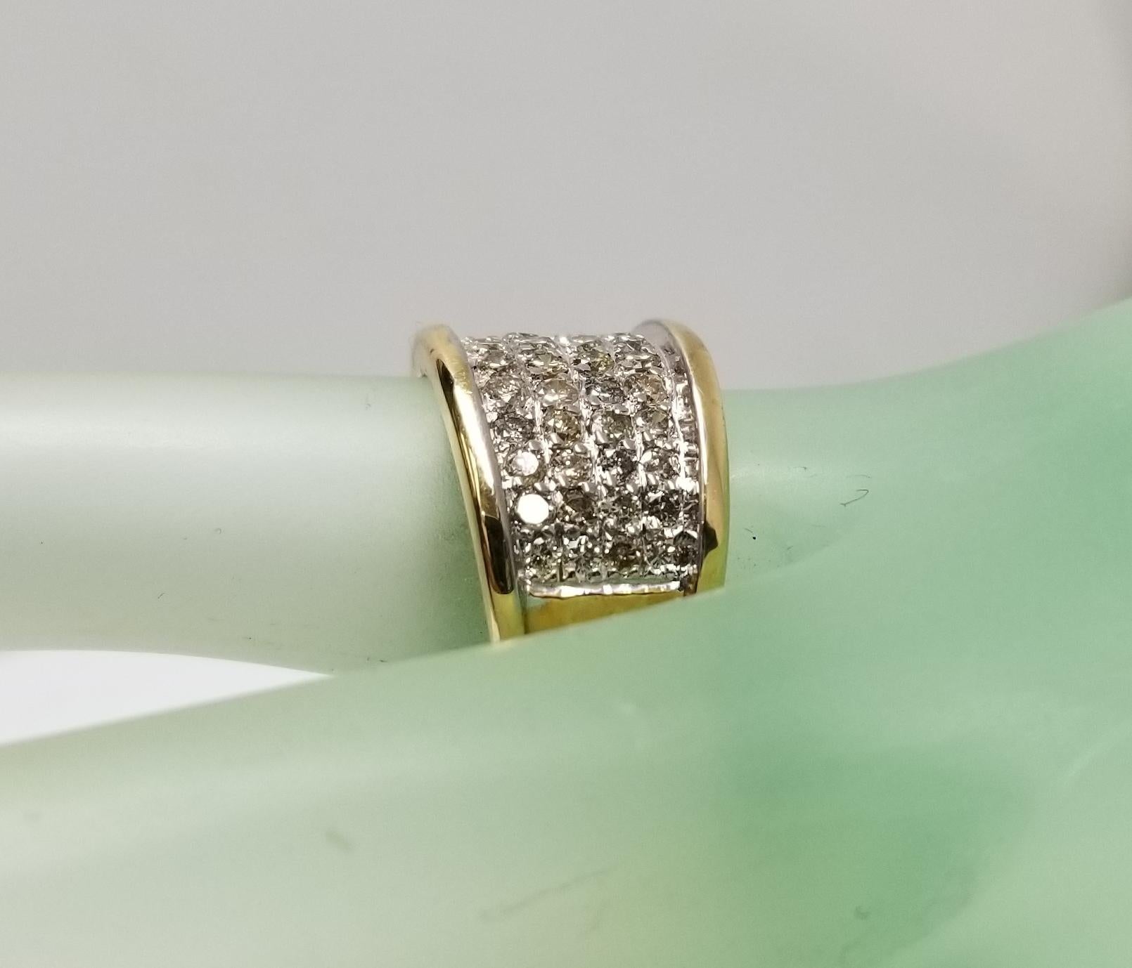 14 Karat Yellow Gold Diamond Pave' Set Ring For Sale 1