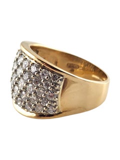 14 Karat Yellow Gold Diamond Pave Wide Band Ring Size 7.75 #19028