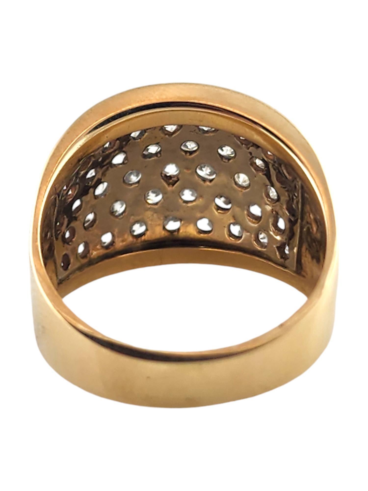 Contemporary 14 Karat Yellow Gold Diamond Pave Wide Band Ring Size 7.75 #19028 For Sale