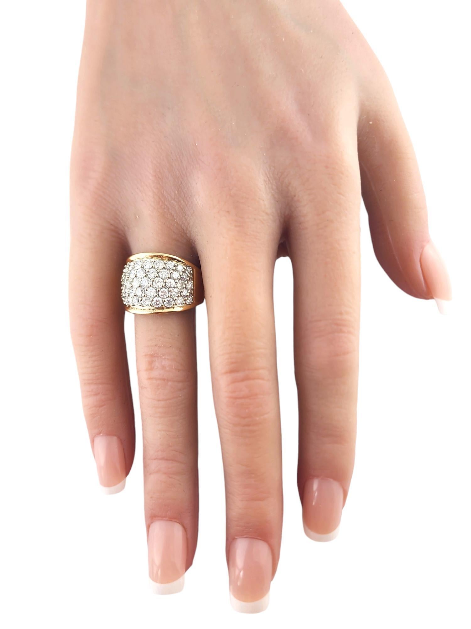 14 Karat Yellow Gold Diamond Pave Wide Band Ring Size 7.75 #19028 In Good Condition For Sale In Washington Depot, CT