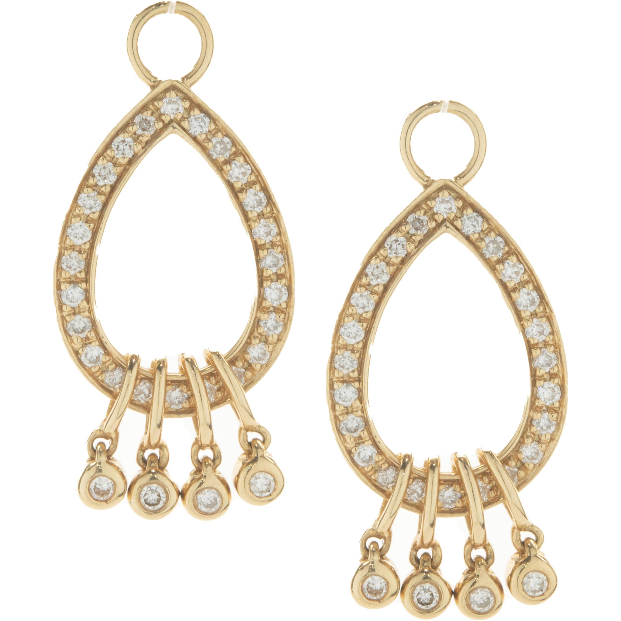 14 Karat Yellow Gold Diamond Pear Shape Drop Earring Enhancers For Sale