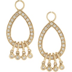 14 Karat Yellow Gold Diamond Pear Shape Drop Earring Enhancers