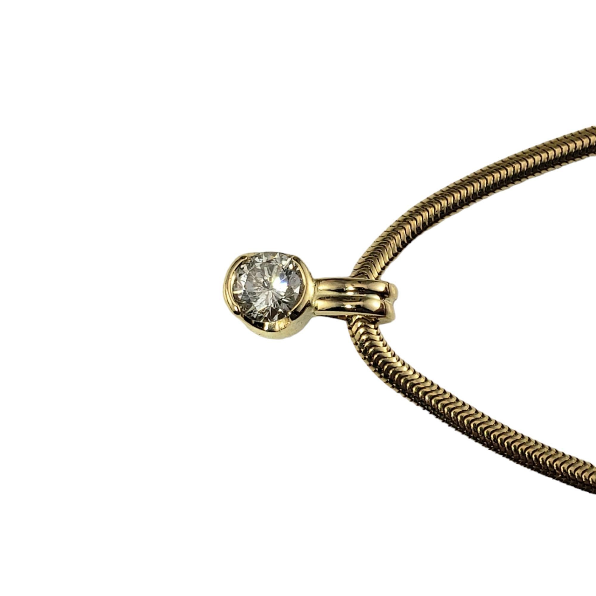 Round Cut 14 Karat Yellow Gold Diamond Pendant Necklace #16102 For Sale