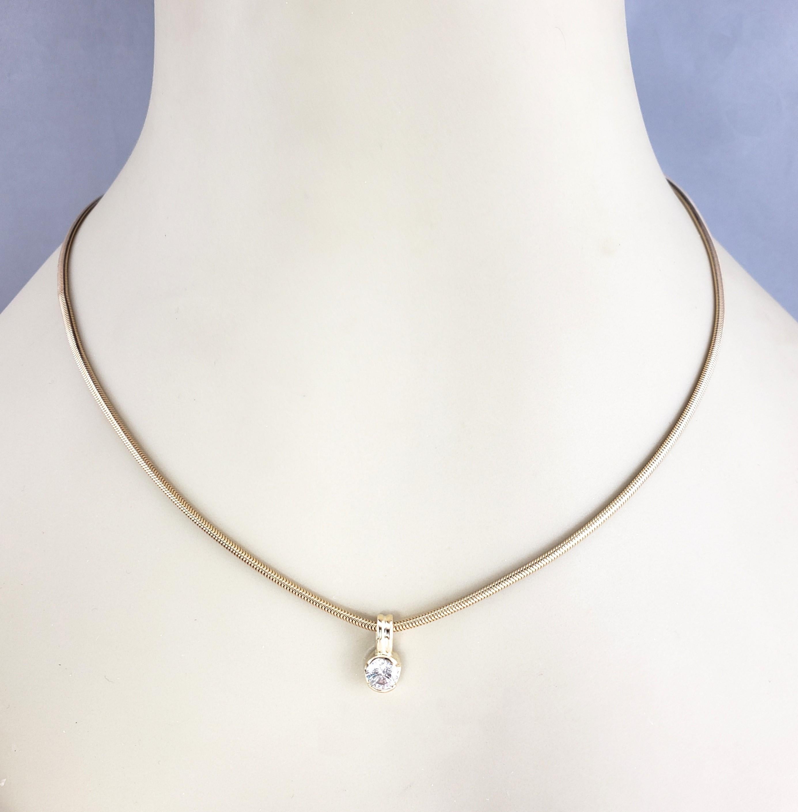 14 Karat Yellow Gold Diamond Pendant Necklace #16102 For Sale 1