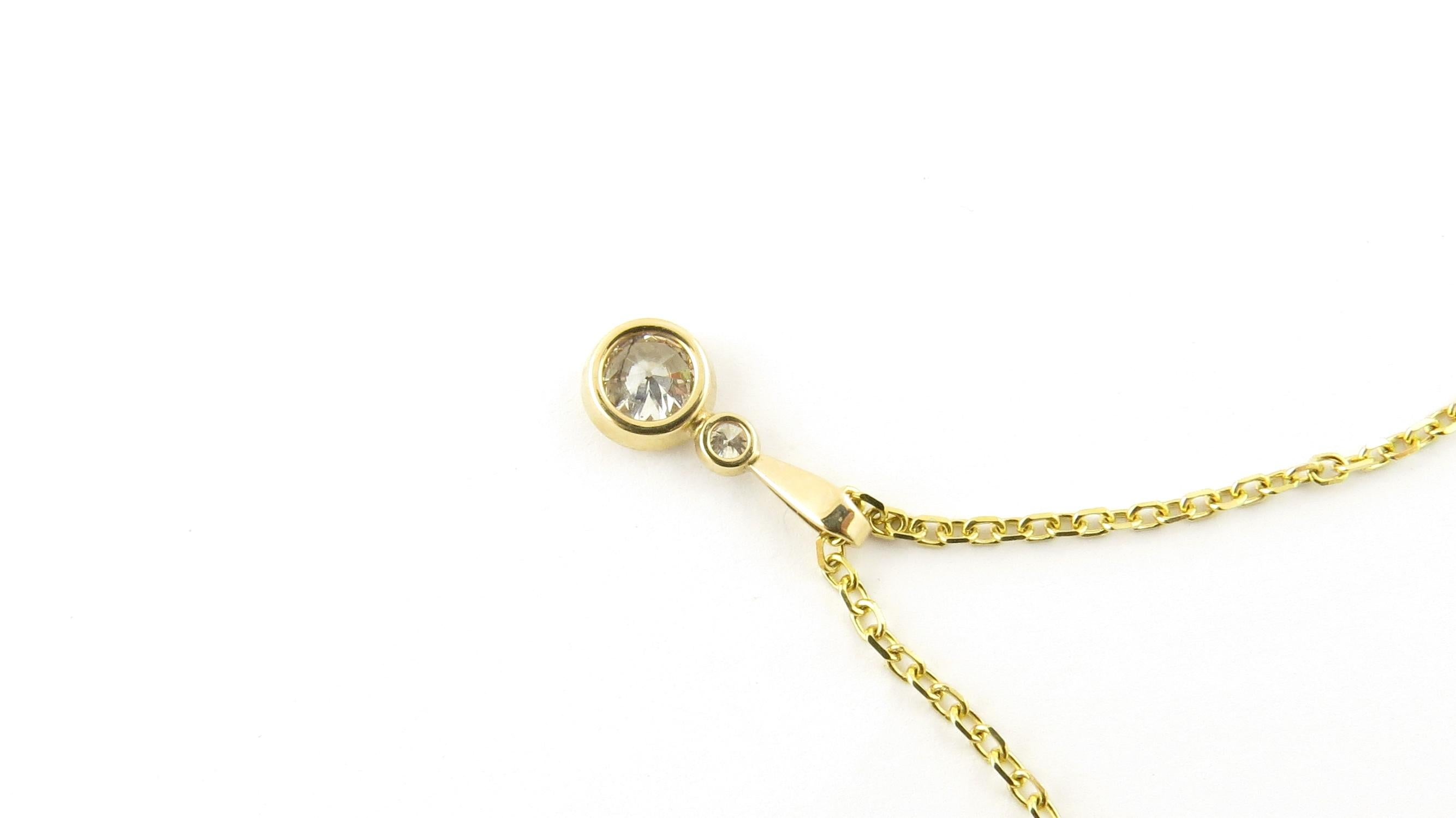 Round Cut 14 Karat Yellow Gold Diamond Pendant Necklace