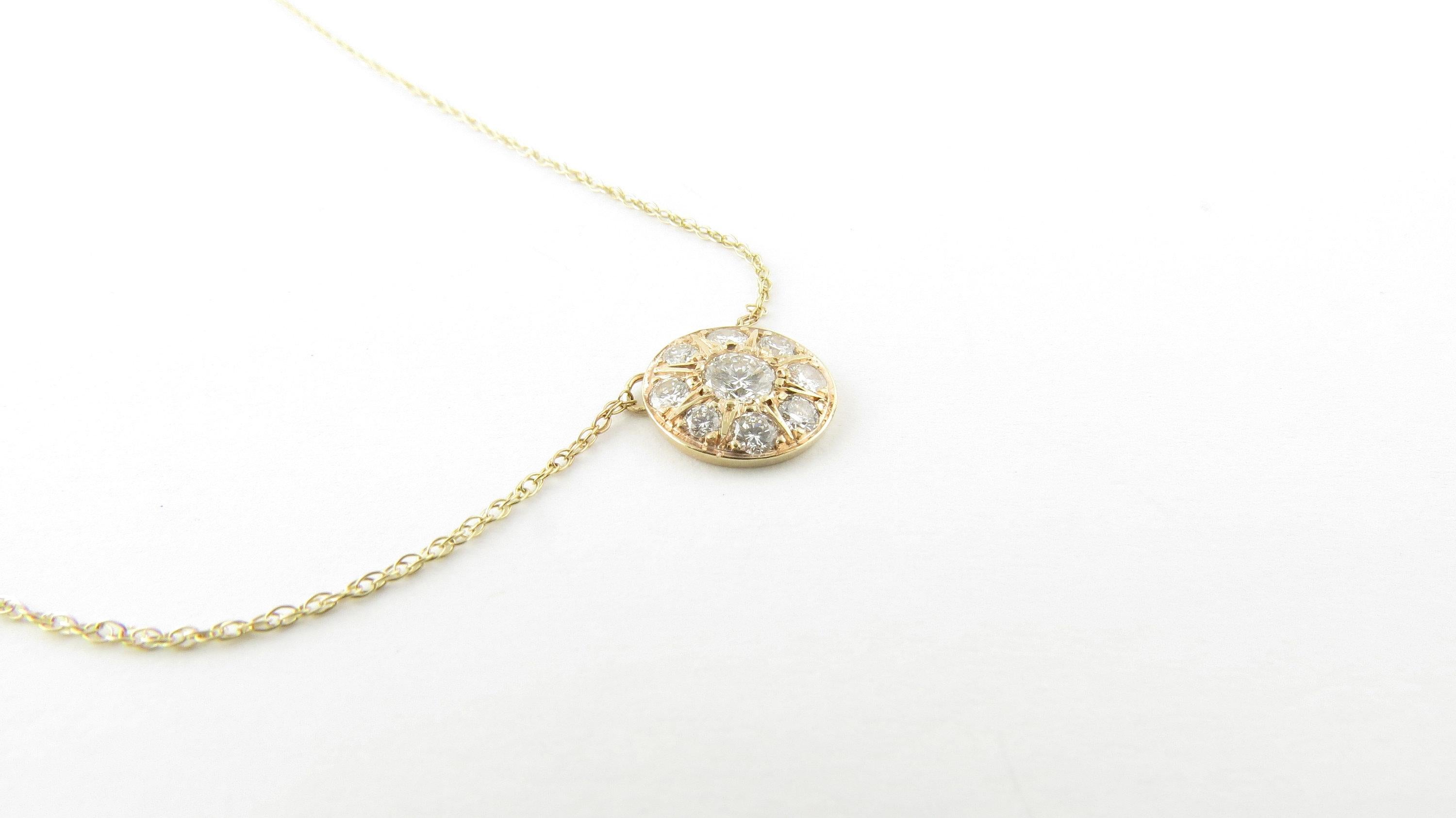 14 Karat Yellow Gold Diamond Pendant Necklace 1