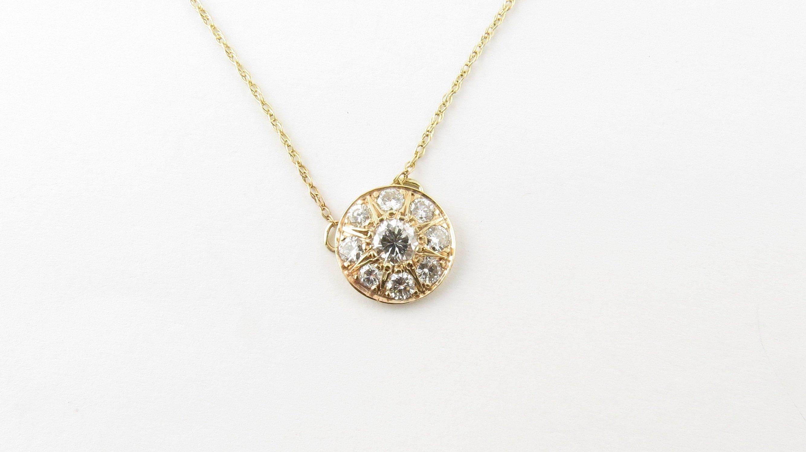 14 Karat Yellow Gold Diamond Pendant Necklace 4