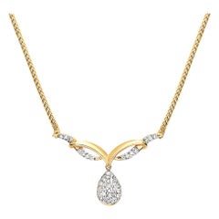 14 Karat Yellow Gold Diamond Pendant Necklace