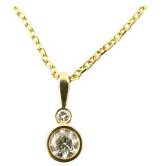 14 Karat Yellow Gold Diamond Pendant Necklace