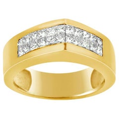 14 Karat Gelbgold Diamantring Dome Cluster unsichtbare Fassung.