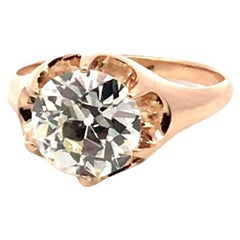 Anello con diamante in oro giallo 14 carati certificato GIA da 3,34 carati