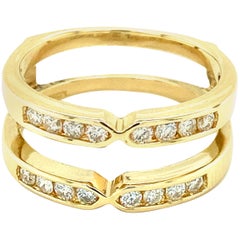 14 Karat Yellow Gold Diamond Ring Guard
