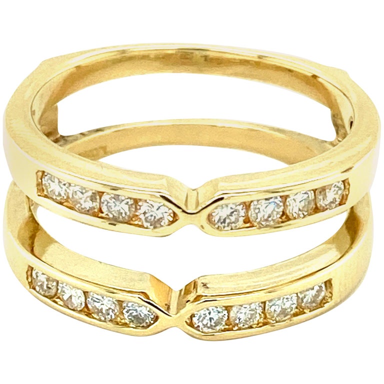 14 Karat Yellow Gold Diamond Ring Guard at 1stDibs