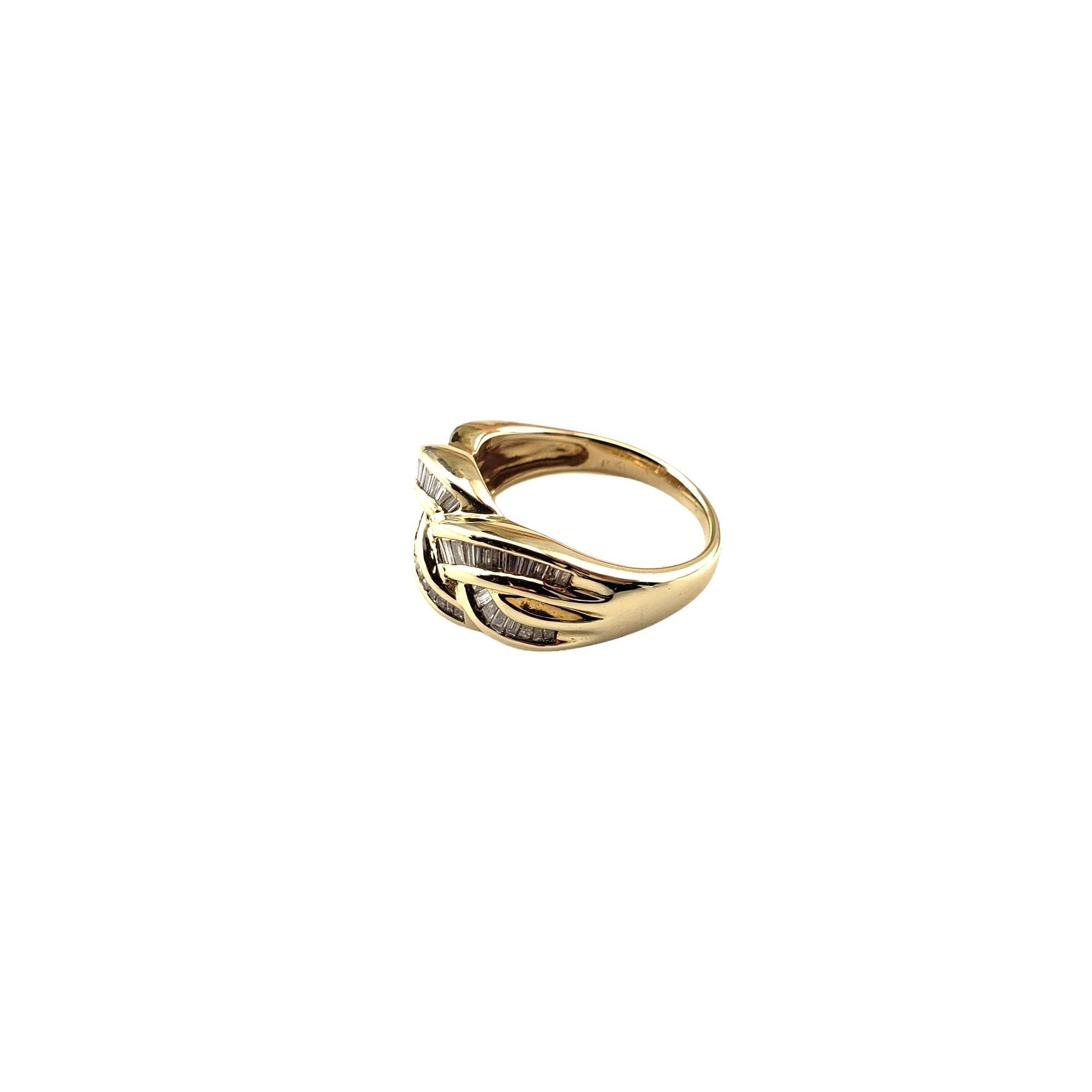 Baguette Cut  14 Karat Yellow Gold Diamond Ring Size 5.5 #15378 For Sale