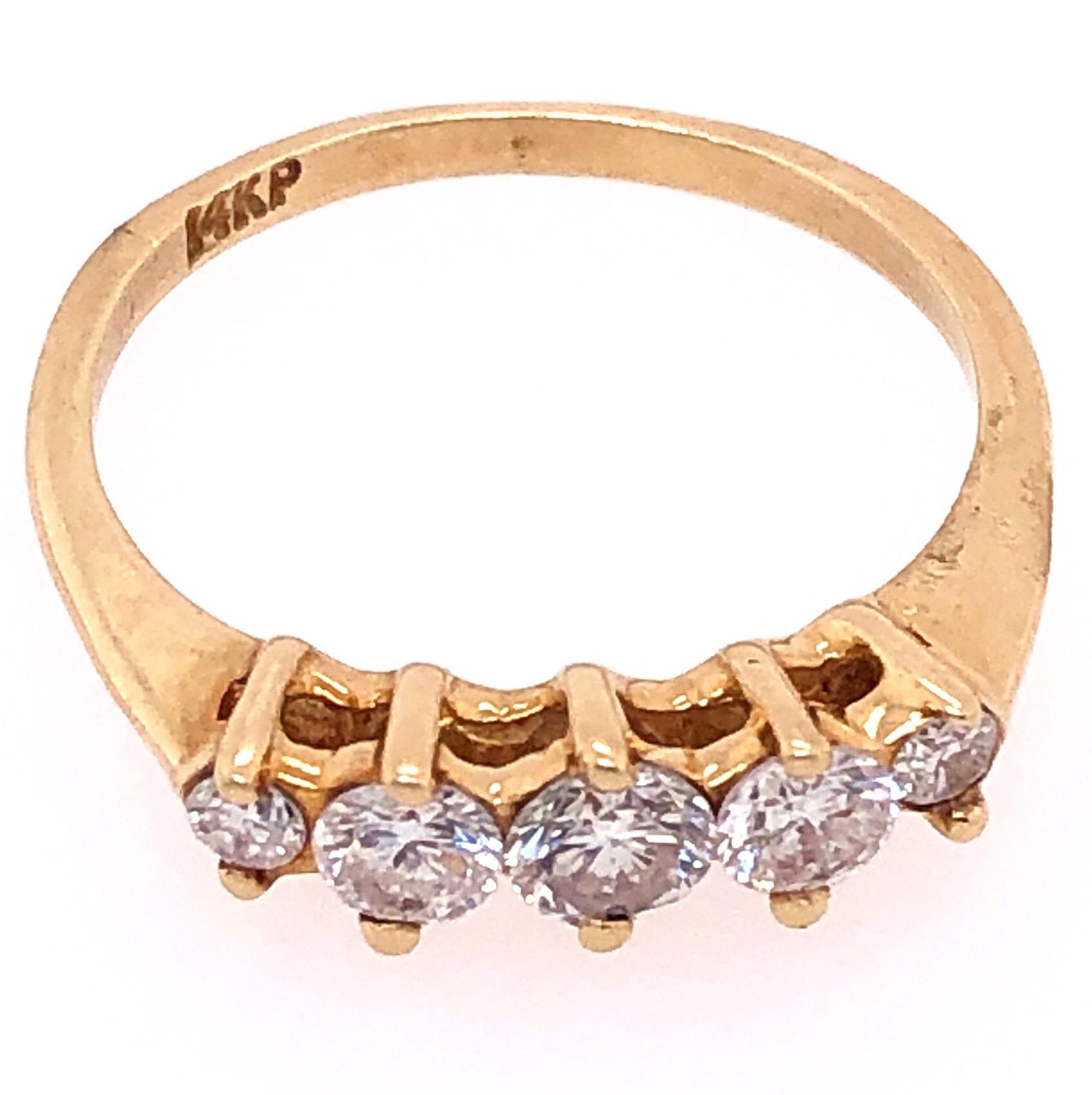 Modern 14 Karat Yellow Gold Diamond Ring Wedding Band Anniversary Engagement 0.50 TDW For Sale