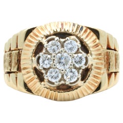 14 Karat Yellow Gold Diamond Rolex Style Ring