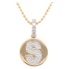 14 Karat Yellow Gold Diamond S Disc Necklace