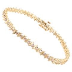 14 Karat Yellow Gold Diamond S Link Tennis Bracelet